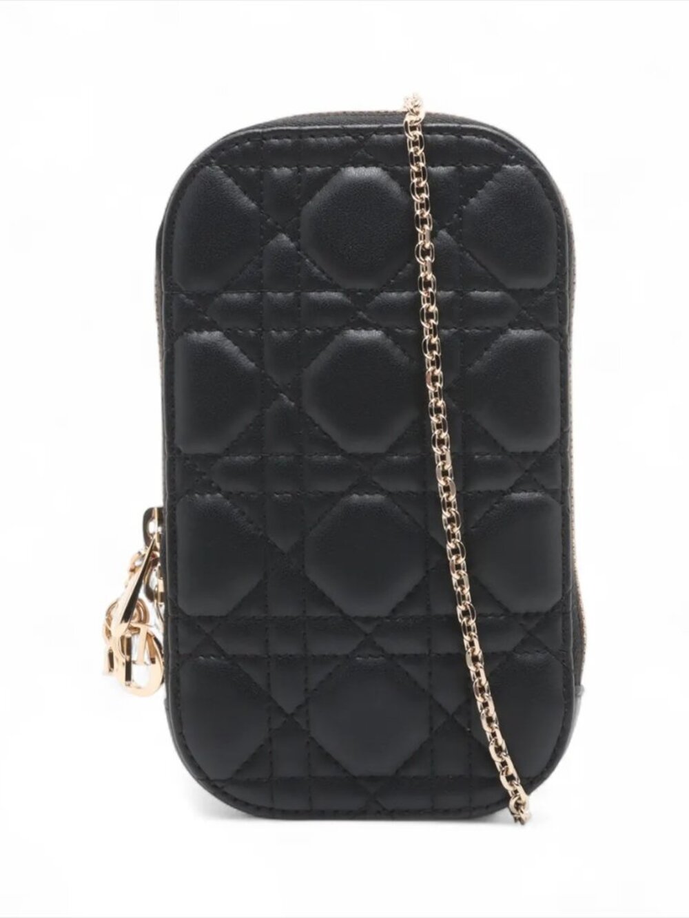 Christian Dior Lady Dior Cannage Leather Phone Holder Black